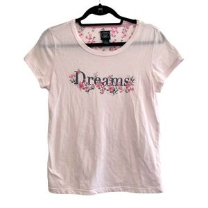 Laura Ashley Womens Pajama Top Small Pink Short Sleeve Round Neck Sleepwear
